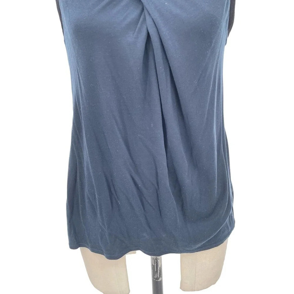 Helmut Lang Celeste Drape Front Shell Tank Top Blue / Black Size Small - Picture 4 of 9
